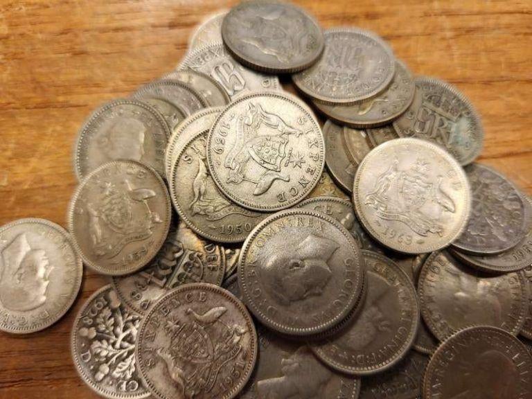 lot 50 zilveren 6 pence, Ophalen of Verzenden, Overige landen