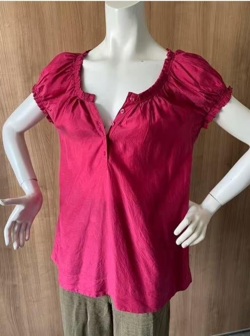 Cyclaam rode blouse met pofmouw mt. M/L, Kleding | Dames, Blouses en Tunieken, H&M, Maat 42/44 (L), Ophalen of Verzenden, Zo goed als nieuw