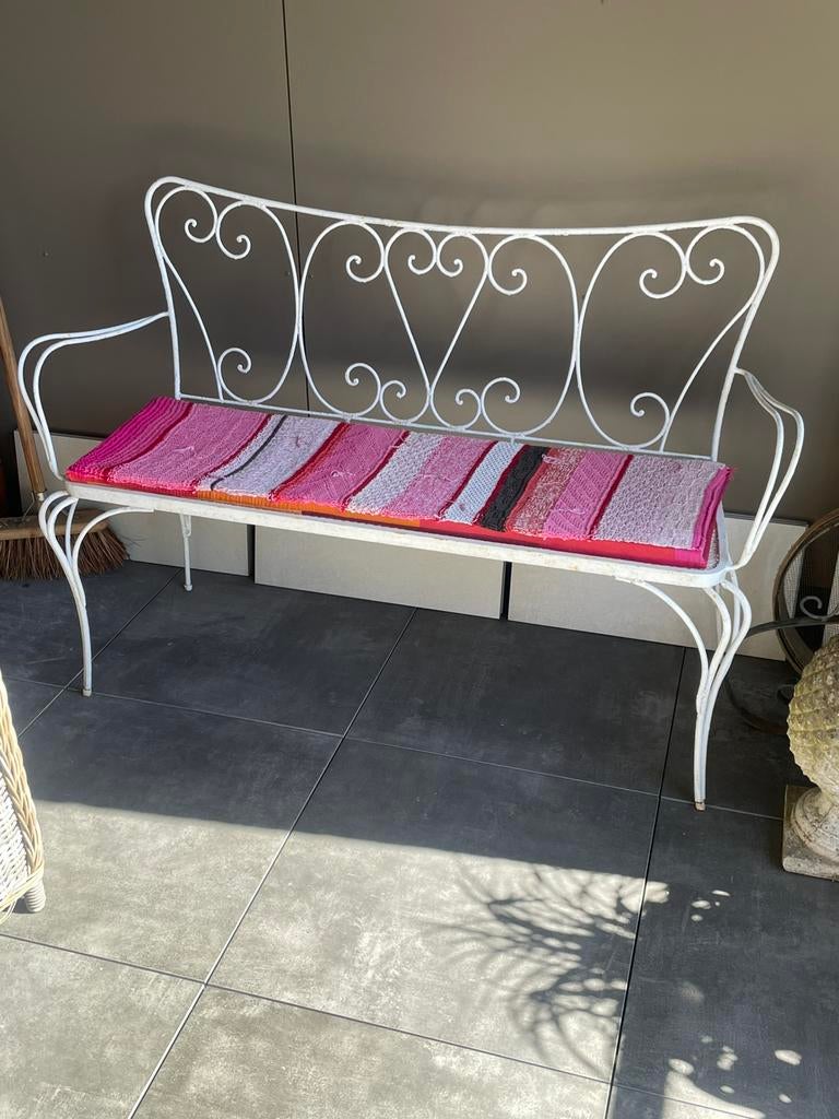 Oud, ijzeren tuinbankje, Ophalen, Gebruikt, Metaal