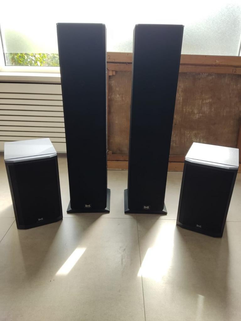 BNS 4.0 Speaker Set, Gebruikt, 60 tot 120 watt, Front, Rear of Stereo speakers, Ophalen