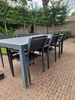 Grijze tuinset met 6 stoelen, Ophalen, Gebruikt, 6 zitplaatsen, Aluminium