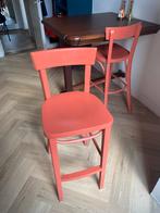 Geverfde Houten Barkrukken, Ophalen, Gebruikt, Twee, Rood