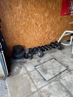 Halters bankje en rek div schijven, Sport en Fitness, Ophalen, Zo goed als nieuw