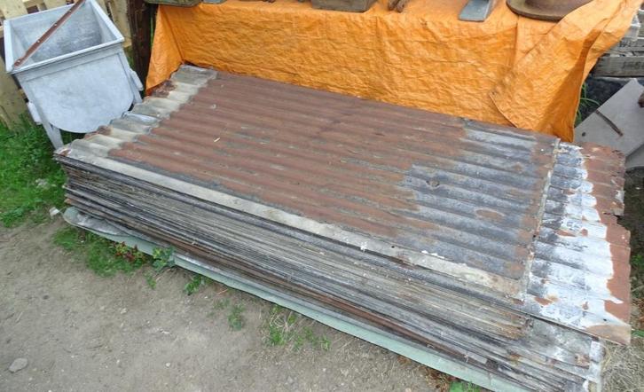 oude zinken golfplaten dakplaten wandplaten, Antiek en Kunst, Curiosa en Brocante, Ophalen