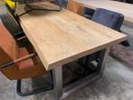 Boomstam tafel eiken 240x100 rvs poten van 899 nu 399, 200 cm of meer, Nieuw, 100 tot 150 cm, Rechthoekig