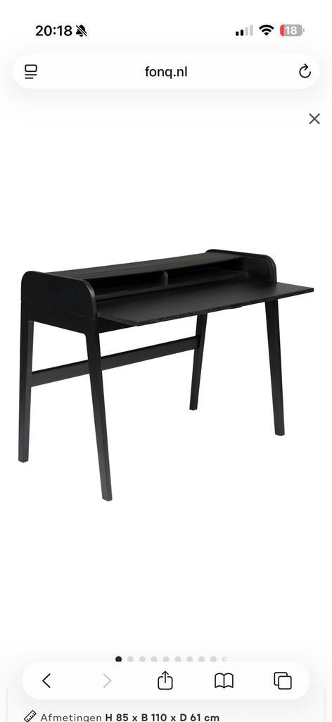 Zuiver Barbier Bureau - Zwart te koop, Huis en Inrichting, Bureaus, Zo goed als nieuw, Ophalen of Verzenden