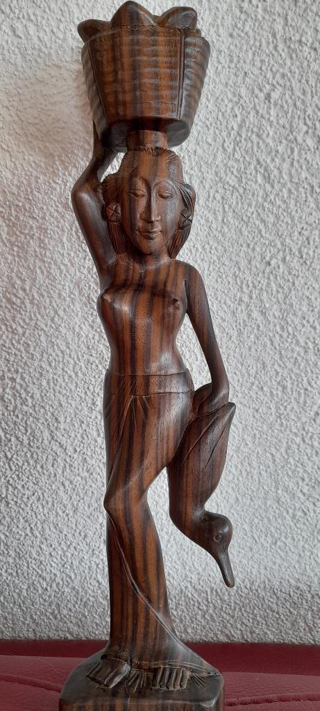 Elegante dame BALI met mand op hoofd en gans in de hand, Antiek en Kunst, Kunst | Beelden en Houtsnijwerken, Verzenden
