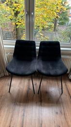 Velvet eetkamerstoelen in zwart (2 stuks), Ophalen, Gebruikt, Zwart, Twee
