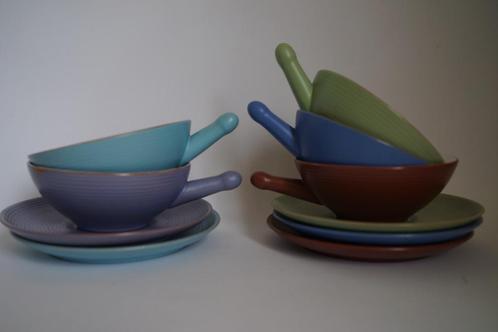 vintage 5x soepkom schotel keramiek 't vuur driehoek unum?, Huis en Inrichting, Keuken | Servies, Zo goed als nieuw, Kom(men)
