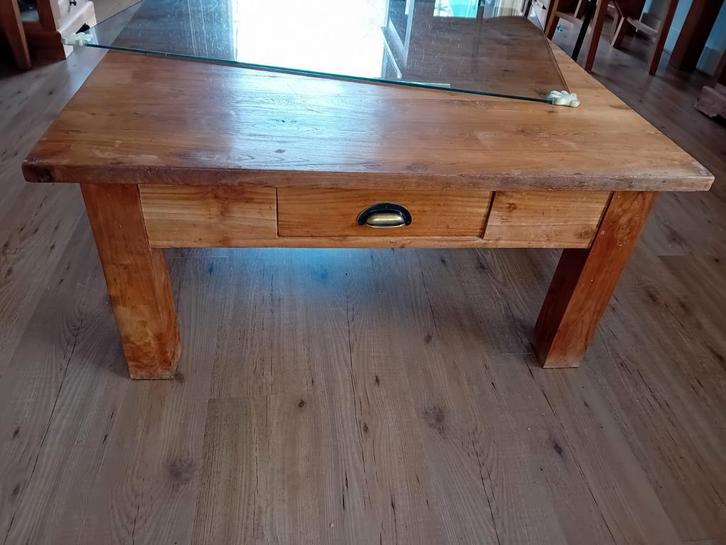 Teak salontafel, Huis en Inrichting, Tafels | Salontafels, Zo goed als nieuw, 50 tot 75 cm, 100 tot 150 cm, 100 tot 150 cm, Vierkant