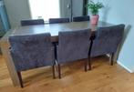 Nu of nooit: tafel met eetstoelen antraciet donkergrijs, Vijf, Zes of meer stoelen, Grijs, Gebruikt, Hout