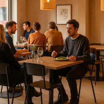 Valk schoolstoelen zwart, retro horeca stapelstoel  123 beschikbaar voor biedingen