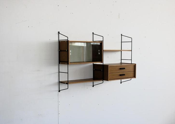 vintage wandrek | wandsysteem | jaren 60 | Zweeds, Huis en Inrichting, Woonaccessoires | Wandplanken en Boekenplanken, Gebruikt