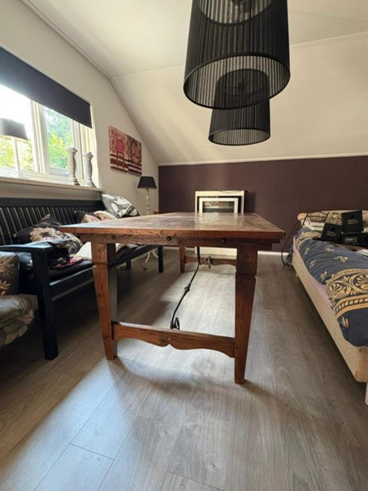 Stoere massief houten eettafel – 200 cm lang 100 cm breed!, Huis en Inrichting, Tafels | Eettafels, Gebruikt, 50 tot 100 cm, 200 cm of meer