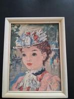 Vintage impressionistische prent Franse dame *eureka*, Antiek en Kunst, Ophalen of Verzenden