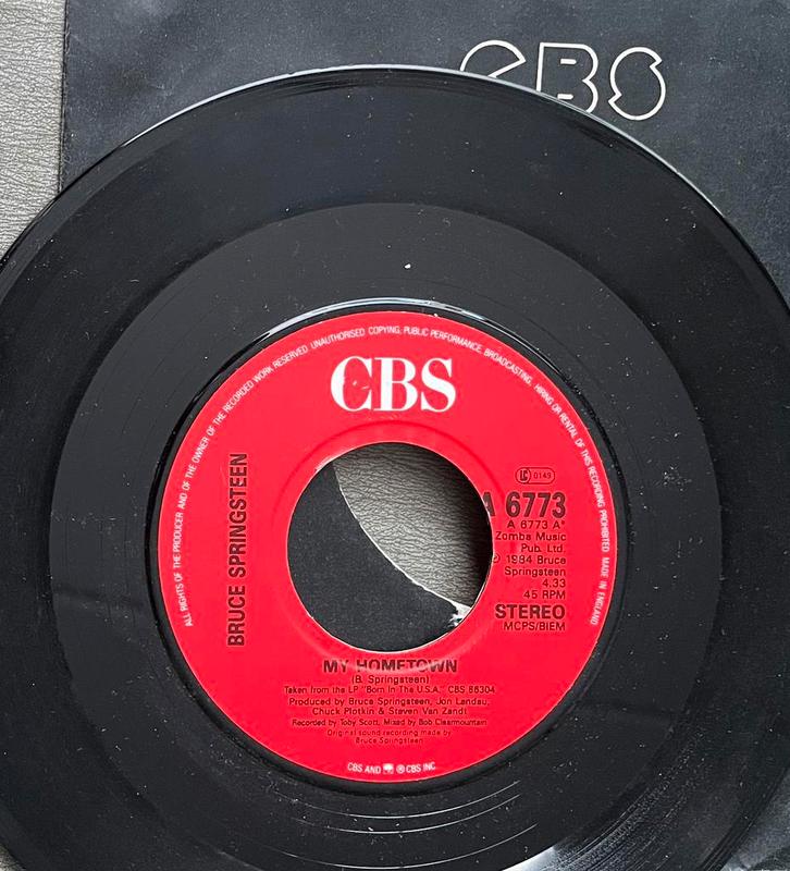 Bruce Springsteen - My hometown / Santa Claus 7” UK 1984, Cd's en Dvd's, Vinyl Singles, Single, Pop, 7 inch, Ophalen of Verzenden