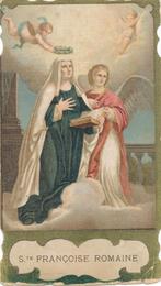 Oud devotieprentje van de H. Francoise Romaine, Ophalen of Verzenden, Gebruikt, Kaart of Prent, Christendom | Katholiek