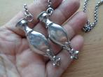 zilveren ketting met breipen doppen [602], Verzenden, Zilver, Ketting