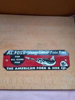 Antiek Al.Foss Dry Strip Pork Rind emaille vis voer aas bord, Ophalen of Verzenden
