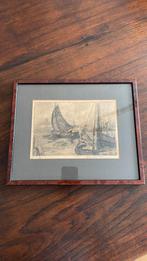 Originele ets Jan Sirks - Varende Botters - hand gesigneerd, Antiek en Kunst, Kunst | Tekeningen en Foto's, Ophalen of Verzenden