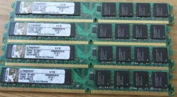 4 gb kit (4x 1gb) Kingston ddr2 pc desktop geheugen: wegens  beschikbaar voor biedingen