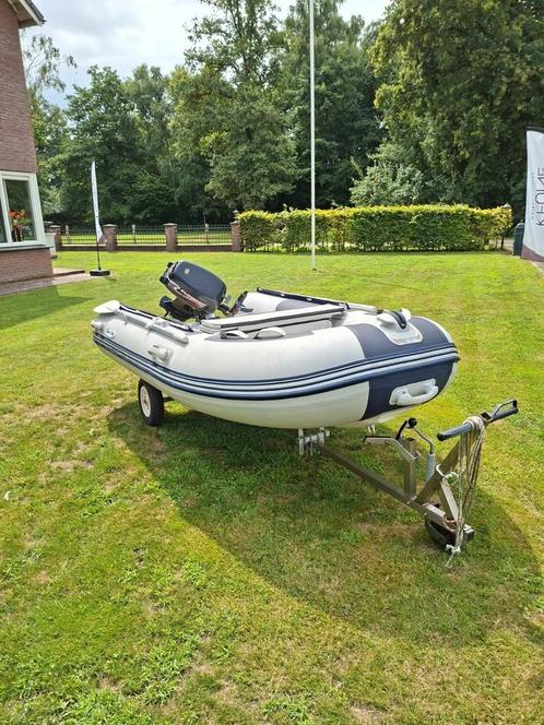 Rib/rubberboot met motor en strandtrailer., Watersport en Boten, Rubberboten, Zo goed als nieuw, Overige merken, Overige materialen