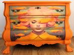 Oranje ladekast XXL “Vrouw+Goudvis”, buikkastje, eclectisch, Huis en Inrichting, Kasten | Ladekasten, Zo goed als nieuw, 3 of 4 laden