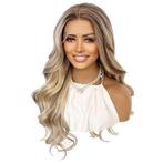 13x4 Swiss lace front pruik lang haar met slagen blond bruin, Verzenden, Nieuw, Pruik of Haarverlenging