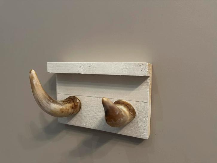 Witte Kapstok met Hoorns - Ibiza Stijl 30x20 cm, Huis en Inrichting, Woonaccessoires | Overige, Zo goed als nieuw, Ophalen