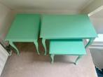 Leuke set van 3 tafeltjes pastel groen/mint groen, Huis en Inrichting, Tafels | Bijzettafels, Ophalen, Minder dan 45 cm, Minder dan 55 cm