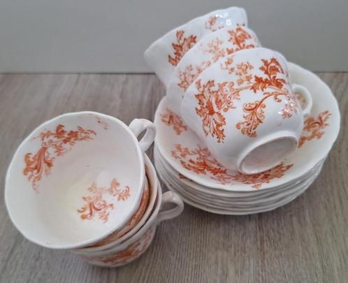 6 antieke kop en schotels Elysian, Antiek en Kunst, Antiek | Porselein, Ophalen of Verzenden