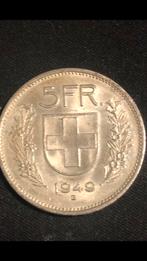 Zilveren 5 Zwitserse Franken 1949, Postzegels en Munten, Munten | Europa | Niet-Euromunten, Ophalen of Verzenden, Overige landen