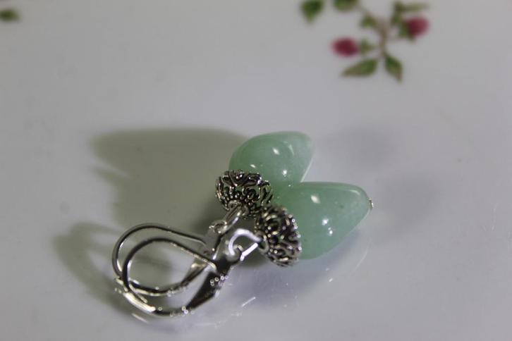 Aventurijn oorbellen , sieraden met groene natuursteen, Sieraden, Tassen en Uiterlijk, Oorbellen, Nieuw, Hangers, Overige materialen