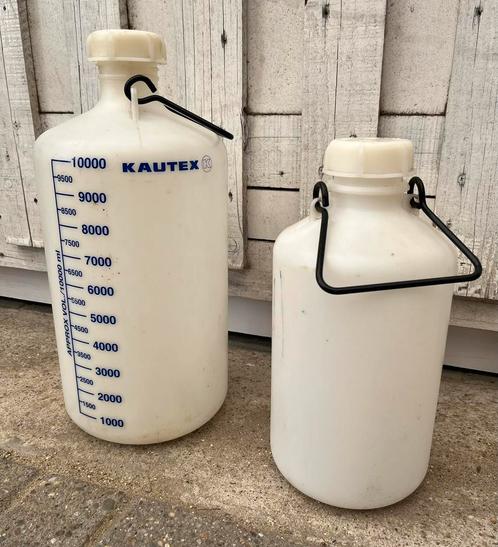 2 ballon flessen / laboratorium potten  10 en 5 liter., Huis en Inrichting, Woonaccessoires | Vazen, Overige kleuren, Minder dan 50 cm