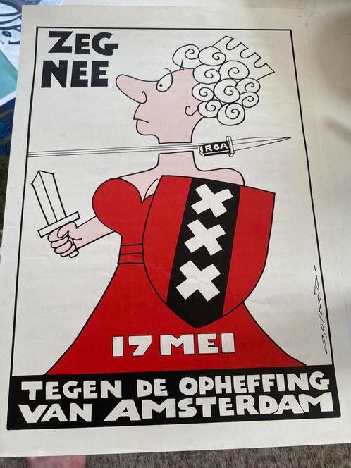 Originele poster ‘ zeg Nee tegen opheffing A’dam’1995, Verzamelen, Posters, Overige onderwerpen, Rechthoekig Staand, Ophalen of Verzenden