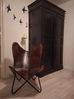 Vlinderstoel, Huis en Inrichting, Fauteuils, Ophalen, Zo goed als nieuw, Leer