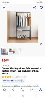 Ceruzo 2 x Kledingrek met schoenenrek - zwart, Ophalen, Met wielen, Zo goed als nieuw