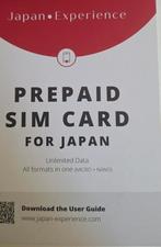 2 x simkaart Japan - 16 dagen onbeperkt data, Ophalen of Verzenden, Zo goed als nieuw, Overige providers, Simkaart