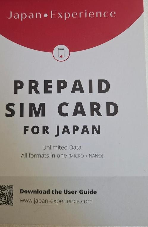 2 x simkaart Japan - 16 dagen onbeperkt data, Telecommunicatie, Prepaidkaarten en Simkaarten, Zo goed als nieuw, Simkaart, Overige providers