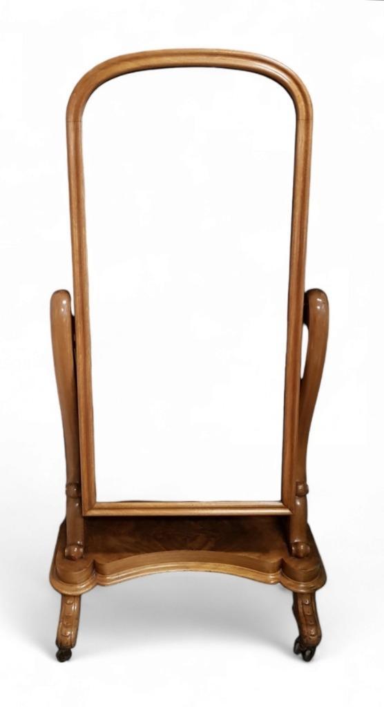 805. Biedermeier staande passpiegel, eind 19e eeuw, Antiek en Kunst, Antiek | Spiegels, Overige vormen, Ophalen of Verzenden