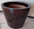 Grote bruine ovale geglazuurde bloempot dikke randen, Tuin en Terras, Bloempotten, Nieuw, Ophalen of Verzenden, Overige vormen