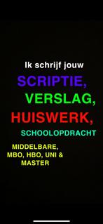 Scriptie, verslag & andere schoolopdrachten laten schrijven, Ophalen of Verzenden, Nieuw