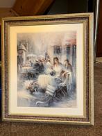 schilderij romantische print /terras mooie lijst 65x75, Ophalen