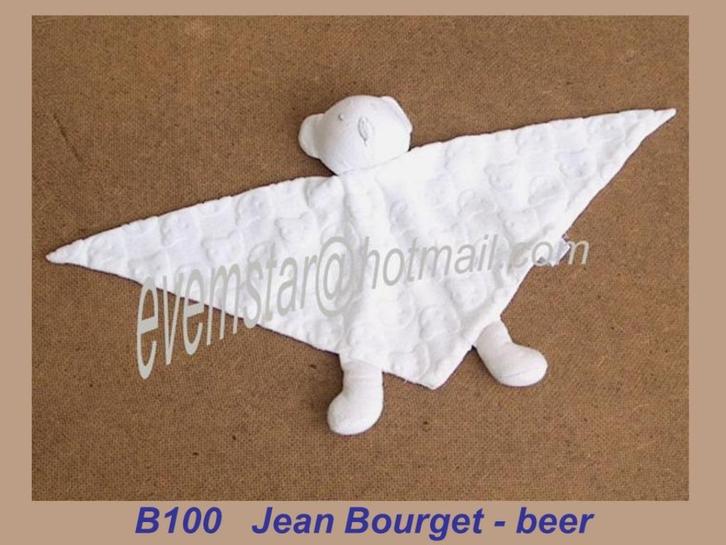 B100 Beer - Jean Bourget : wit tutlapje met berenkopje, Kinderen en Baby's, Speelgoed | Knuffels en Pluche, Zo goed als nieuw