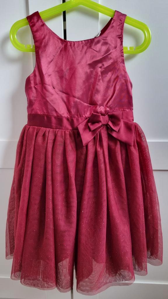 Donker rood feestjurkje tule H&M maat 116, Kinderen en Baby's, Kinderkleding | Maat 116, Zo goed als nieuw, Meisje, Jurk of Rok