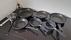 Pannenset, koekenpannen, wok, hapjespan, Huis en Inrichting, Keuken | Potten en Pannen, Ophalen of Verzenden, Gebruikt, Rvs, Pannenset