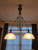 Vintage Hanglamp met Twee Glazen Kappen, Ophalen, Gebruikt, Vintage, Glas