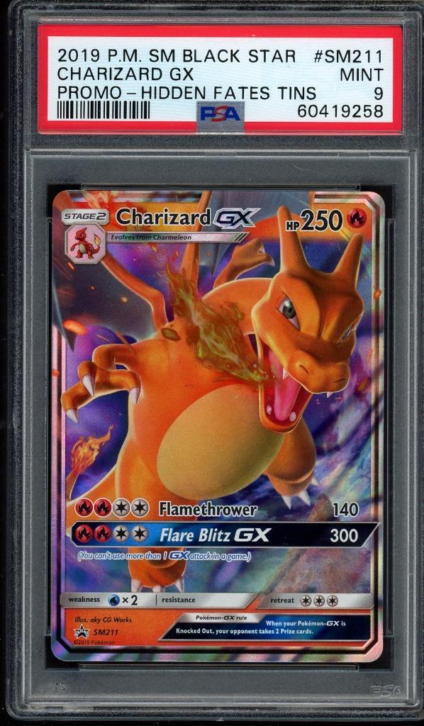 Charizard GX PSA 9 - SM211 - Sun & Moon Promo 2019, Hobby en Vrije tijd, Verzamelkaartspellen | Pokémon, Zo goed als nieuw, Losse kaart