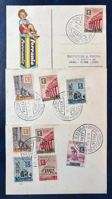 ITALIË - SAN MARINO - SICILIË set kaarten via luchtpost 1959 beschikbaar voor biedingen