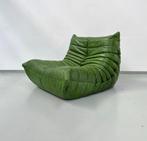 Togo chair in green attributed to Ducaroy for Ligne Roset, 100 tot 125 cm, In, Leer, Ophalen of Verzenden